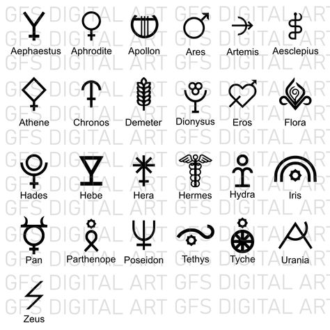 Greek Symbols And Meanings, Mythological Symbols, Athena Greek Goddess, Greek Symbols, Celtic Zodiac, Greek Symbol, Magick Symbols, Ankle Tattoos For Women, Rune Tattoo