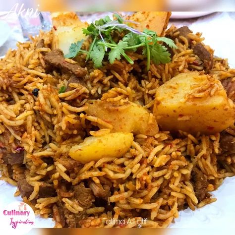 Akni recipe by Fatima A Latif Akni Recipe, Rice Dishes Recipes, Indian Rice Recipes, Burfi Recipe, South African Recipes, Biryani Recipe, Ramadan Recipes, Lamb Recipes, Food Categories