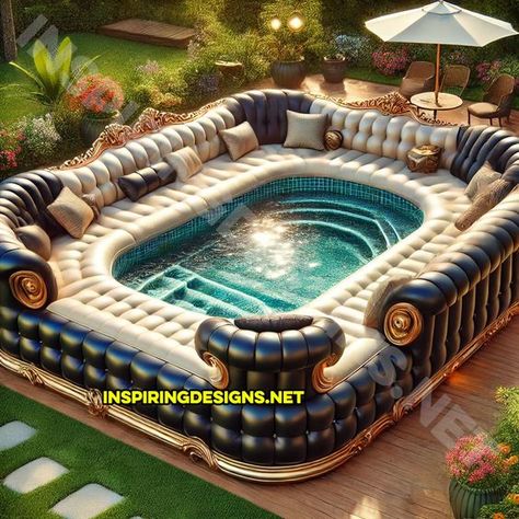 Inflatable Pool Ideas Backyard, Home Pool Ideas, Movie Drive In, Pool Bar Design, Giant Sofa, Movie Drive, Womens Soccer Cleats, Inflatable Couch, Blow Up Pool