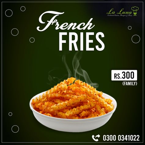 Add Colours to Your Family Company to beat the hunger all day long with Yumfoody trusted member La Luna Restaurant " French Fries" in Rs 300/-Only...Call Now 0300 0341022 #laluna #yumfoody #frenchfries #ffamilyfries #dinein Zinger Burger, The Hunger, French Fries, Restaurant, Chips