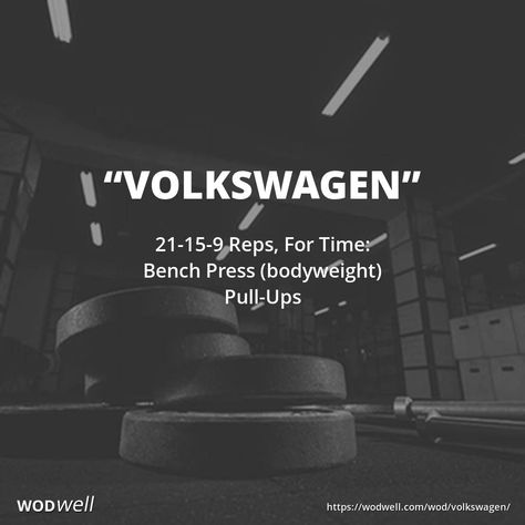 The "Volkswagen" benchmark WOD, a classic upper-body strength and gymnastics combo in CrossFit's popular 21-15-9 format, was created by John Welbourn of CrossFit Football (now Johnnie WOD).  The oldest mention we've found of this workout, in the CrossFit Forum on June 1, 2009, credits CrossFit Football (CFFB) for having posted it as their workout of the day on that date. The CrossFit Football (CFFB) website is no longer live. Clean And Jerk Workout, Tiger Blood, Wods Crossfit, Crossfit Workouts Wod, Hero Wod, Crossfit Workouts At Home, Crossfit At Home, Background Story, Wod Workout