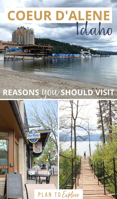 Lake Couer d'Alene, Sherman Avenue in Coeur d'Alene, Hiking Tubbs Hill. Couer Dalene Idaho Winter, Couer Dalene Idaho Things To Do, Cour D’alene Idaho, Couer Dalene Idaho, Montana Trip, Coeur D'alene Idaho, Visit Idaho, Idaho Travel, Summer To Do List