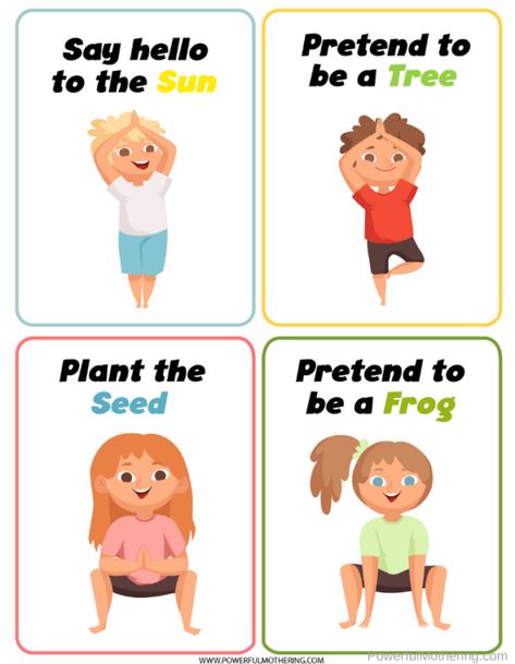 Yoga Cards For Kids Printable Free, Toddler Workout, Spring Yoga, Childrens Yoga, Increase Memory, Yoga Poses Names, Yoga Cards, Kids Indoor Playground, Fine Motor Skills Activities