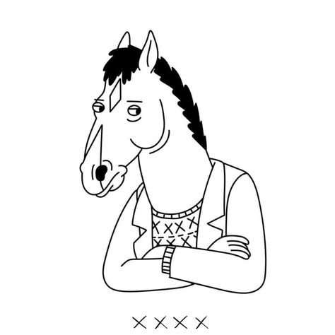 Follow Felpicz for more 🔥 Bojack Horseman Drawing Easy, Bojack Horseman Sketch, Bojack Drawing, Bojack Horseman Tattoo Minimalist, Bojack Horseman Drawing, Bojack Horseman Tattoo, Character Tattoos, Cartoon Character Tattoos, Black And White Stickers