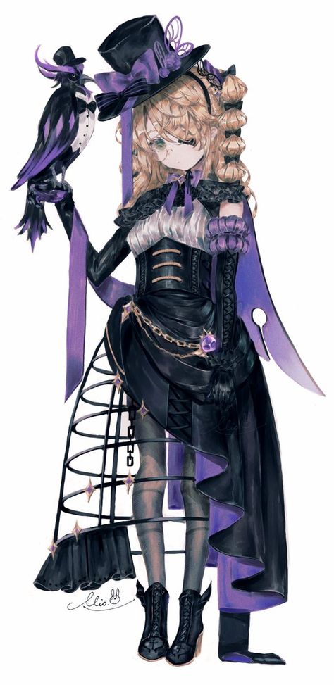 Gothic Drawings, Purple Gothic, Victorian Dolls, Other Outfits, Cat Girl, Pretty Art, Pose Reference, World Of Fashion, Genshin Impact