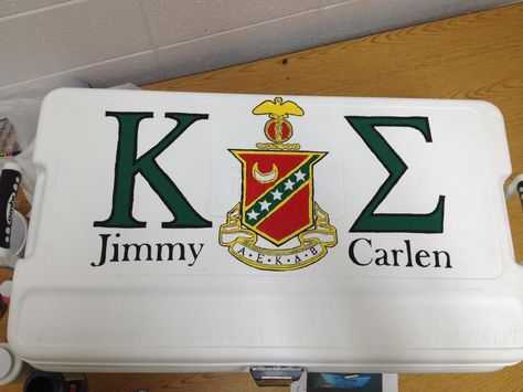 Kappa sig cooler Kappa Sigma Cooler, Sigma Logo, Nola Cooler, Formal Coolers, Cooler Connection, Frat Formal, Fraternity Cooler, Painted Coolers, Formal Cooler Ideas