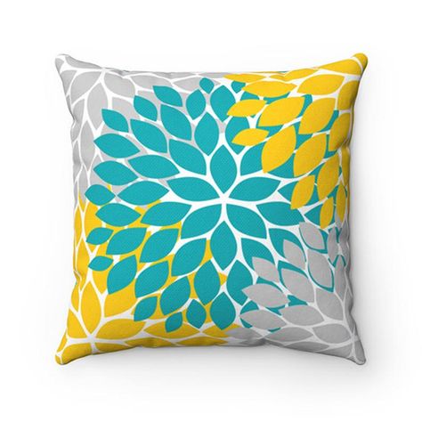 Teal Yellow Grey, Chair Nursery, Turquoise Home Decor, Cushion Decor, Couch Accent Pillows, Teal Throw Pillows, Turquoise Pillows, Teal Bedroom, Nursery Pillow