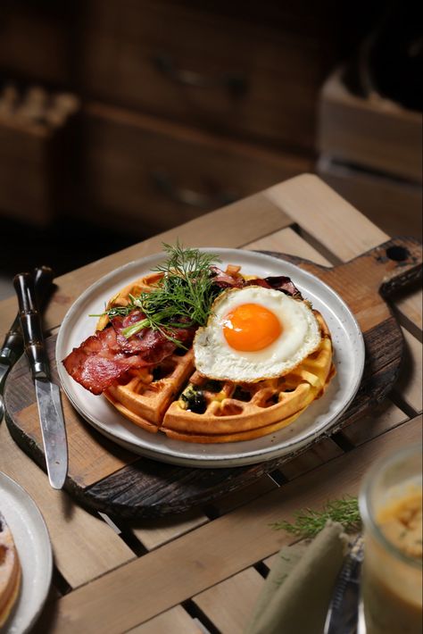 Waffle Plating, Cafe Content, Waffles Photography, Costa Cafe, Food Wallpapers, Vintage Coffee Shops, Waffle Recipe, Chicken Steak, Belgian Waffles