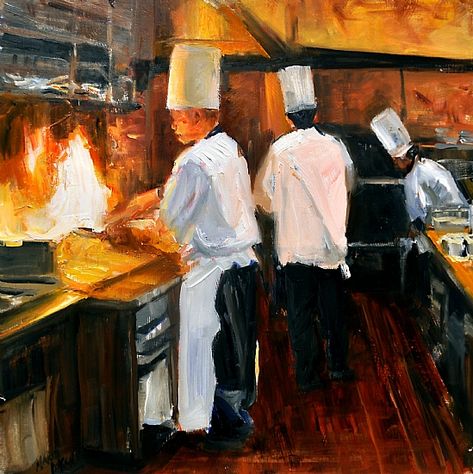 Dinner Painting, Restaurant Painting, Chef Pictures, Painting Competition, Art Matters, Artwork Images, Fancy Restaurant, Cooking Art, School Art