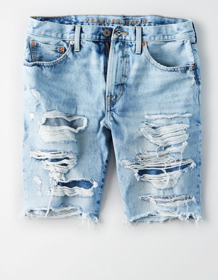 Denim Aesthetic, Denim Street Style, Ripped Jeans Outfit, Ae Jeans, Jean Straight, Bermuda Jeans, Jean Short, Hype Shoes, Outfit Trends