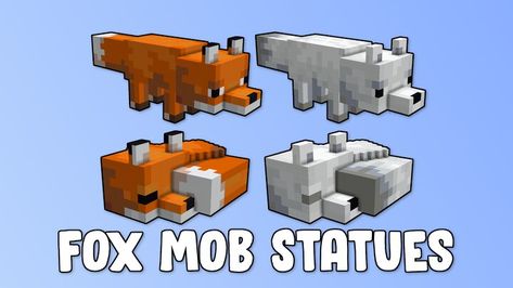 Fox Mob Statues Minecraft Map Minecraft Mob Statues, Fox Statue Minecraft, Minecraft Fox Statue, Minecraft Fox House, Statues Minecraft, Minecraft Reference, Fox Standing, Building Minecraft, Minecraft Base