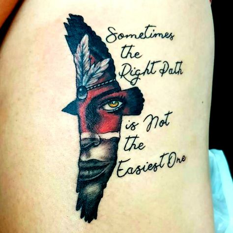 Native Memorial Tattoos, Native American Feathers Tattoo, Shawnee Indian Tattoos, Native Pride Tattoo, Osage Indians Tattoo, Eagle Indian Tattoo, Indian Themed Tattoos, Lakota Indian Tattoos, Indian Memorial Tattoo