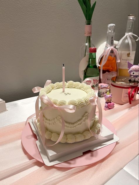 Nineteenth Birthday Cake, Half Pound Cake Design, 26 Cake Birthday, Pastel Coquette, Coquette Bento Cake, Coquette Cake Birthday, B Day Cake, Coquette Birthday Party Decorations, Pastel Vintage