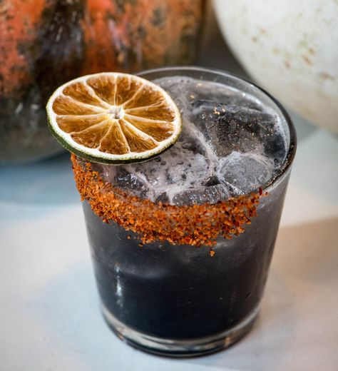 How to make an Activated Charcoal Margarita - Milk Punch Media Activated Charcoal Margarita, Charcoal Margarita, Trending Cocktails, Mexican Style Pizza, No Hangover, Milk Punch, Drink Garnishing, Agave Syrup, Alcohol Drink Recipes