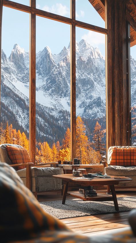 A mountain cabin with expansive windows overlooking the peaks Alaska Cabin, Mountain View Home, Mountain Homes, Cabin Fever, Wishful Thinking, Mountain Cabin, Mountain Views, Mountain View, Alaska