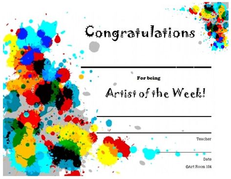 Would probably do artist of the month though, so i wouldnt loose my brain! :)The smARTteacher Resource: Artist of the Week Art Rubric, Art Classroom Management, Artist Of The Week, Classe D'art, Art Teacher Resources, Art Handouts, Elementary Art Rooms, Art Certificate, Art Teaching Resources