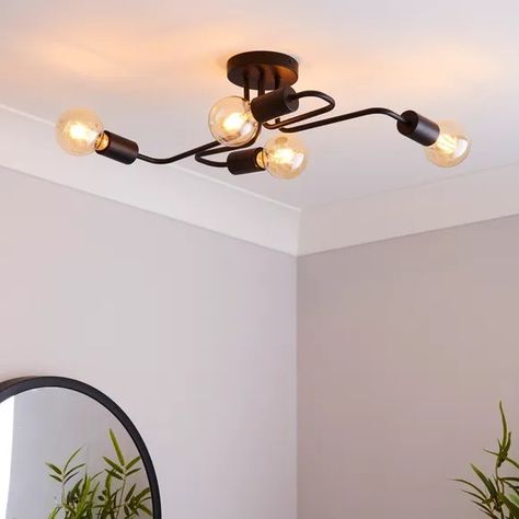 Filament Bulb Lighting, Industrial Ceiling Lights, Semi Flush Ceiling Lights, Light Black, Lamp Holder, Decor Lighting, Kitchen Renovation, Home Lighting, Home Bedroom