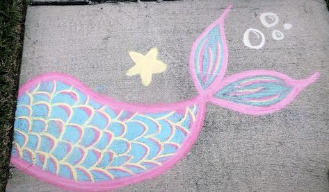 Mermaid Sidewalk Chalk Art, Mermaid Chalk Art, Summer Chalkboard Art, Chalk Wall Art, Summer Chalkboard, Chalk Activities, Street Chalk Art, Fun Chalk Art, Summer Arts And Crafts