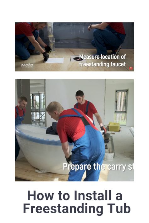 Here's how to install a free standing bath tub without the hassle. #FreestandingBathtub #ThisIsAquatica #bathroomreno #bathroommakeover How To Install Free Standing Tub, Small Hot Tub, Wood Floor Installation, Standing Tub, Moving Blankets, Stand Alone Tub, Standing Bath, Bathroom Design Inspiration, Bathroom Tub