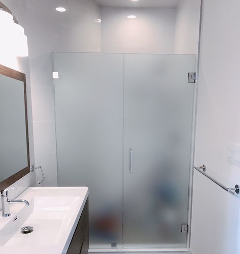 Foggy Glass Shower Doors, Shower Privacy Glass Doors, Etched Glass Shower Doors, Frosted Glass Shower Door, Bathroom Sliding Door, Clear Glass Shower Door, Shower Privacy, Future Bathroom, Bathroom Glass Door