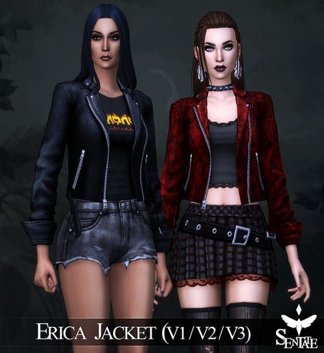 March 2023 Collection | Patreon Feminine Shirts, Cropped Biker Jacket, Midi Dress Chic, Female Biker, Biker Outfit, Sims4 Clothes, Ripped Denim Shorts, Cropped Leather Jacket, March 2023