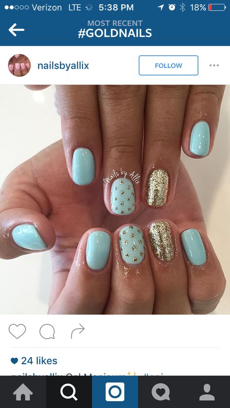 Mint And Gold Nails, Nail Art Green, Nail Nail Designs, Green Nails Acrylic, Tape Nail Art, Mint Green Nails, Mint Nails, Ring Finger Nails, Aqua Nails