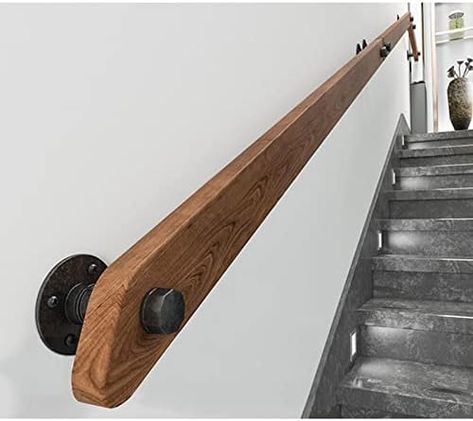 Professional Non-Slip Wood Handrails for Indoor Stairs, Rustic Industrial Wooden Handrail Complete Kit, Wall Mounted Stairs Banister Rail Home Lofts Deck Corridor Support Rod (Size : 2ft/60cm) : Amazon.ca: Tools & Home Improvement Stairs Rustic, Banister Rails, Wooden Handrail, Indoor Stairs, Metal Handrails, Stair Banister, Wood Handrail, Staircase Handrail, Wall Railing