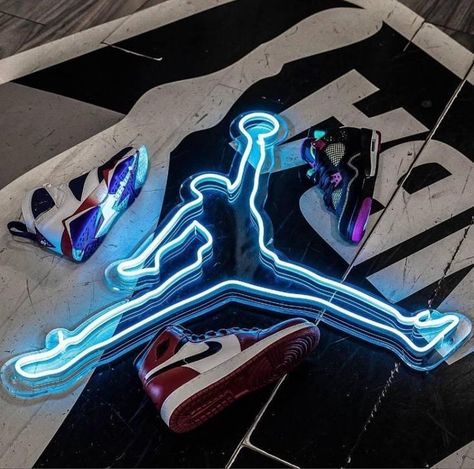 Nike Neon sign Air Jordan Basketball Jumpman23 Wall light Lamp Custom Jordan, Man Cave Bedroom, Store Decoration, Custom Jordans, Custom Neon Lights, Nike Neon, Create Text, Music Motivation, Business Signage