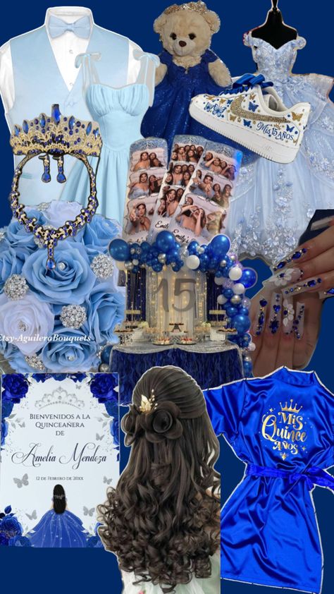 Blue Quince Theme, Ideas De 15, Dream Quinceanera, Cinderella Quinceanera Themes, Cinderella Quinceanera, Quince Stuff, Blue Sweet 16, Quinceañera Ideas, Debut Ideas