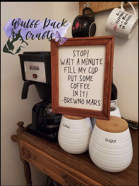 Funny Coffee Signs, Office Coffee Bar, Fairy Lights Photos, Bar Quotes, Door Quotes, Message Board Quotes, Funny Coffee Quotes, Coffee Bar Sign, Basement Bar Designs