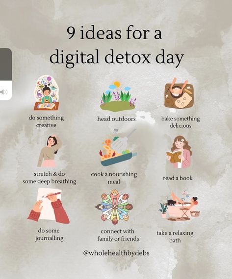 Ready to unplug and recharge? Here's 9 simple ideas for a digital detox day that will nourish your mind, body, and soul. Which of these would you try on your next screen-free day? Tell us how you plan to unplug! 💛 Digital Detox Aesthetic, Pre Workout Stretches, Detox Day, Hygge Lifestyle, Self Care Bullet Journal, List Design, Digital Detox, Sugar Detox, Mind Body And Spirit