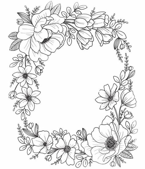 Floral Boarder Drawing, Floral Border Design Drawing, Boarders Designs For Projects, File Decoration Ideas, Bond Paper Design, Page Borders Design, Zen Doodle Art, Diy Embroidery Designs, Embroidery Template