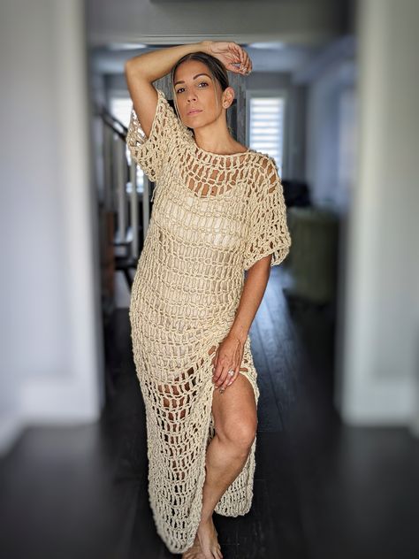 Triple Dress | OTH Crochet Nook Crochet Maternity Dress, Crochet Beach Dress Pattern Free, Crochet Beach Cover Up Pattern Free, Crochet Wrap Dress, Crochet Dress Free Pattern, Crochet Beach Wear Pattern, Crochet Beach Dress Pattern, Crochet Nook, Summer Dress Crochet