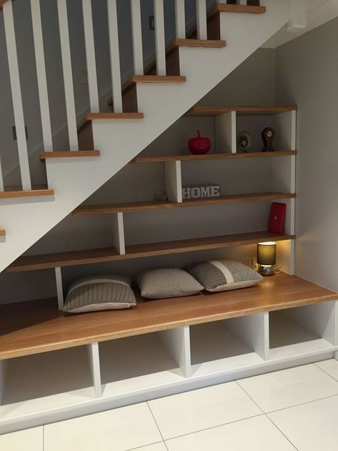 #crafts #homdecor #stairsdecor Stairs Minimalist, Under Staircase Ideas, Living Room Under Stairs, Staircase In Living Room, Shelves Under Stairs, Minimalist Staircase, Storage Under Staircase, Under Stairs Storage Ideas, Stairs Storage Ideas