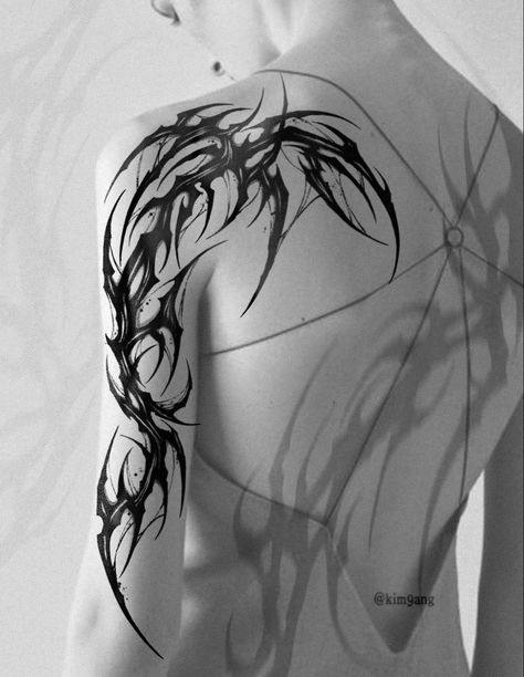 Dotted Tattoo, Tattoo Ideas Shoulder, Shoulder Tattoo Men, Tattoo On The Shoulder, Back Shoulder Tattoo, Shoulder Tattoo Ideas, Tattoo Abstract, Tattoo Shoulder, Sigil Tattoo