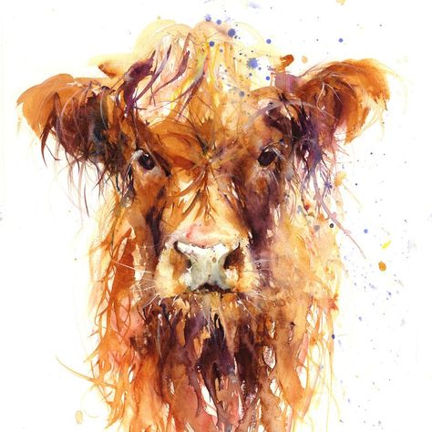 Highland cow art print from original watercolour painting. | Etsy Cow Art Print, Highland Cow Art, Cow Gifts, Kunst Inspiration, Cow Painting, Cow Art, Floral Prints Art, Arte Animal, Watercolor Animals