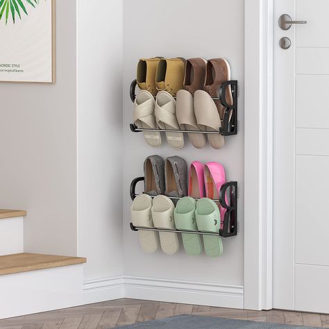 PRICES MAY VARY. 👟 SPACE SAVING RV SHOE STORAGE - DEYILIAN 2 Pack over the door shoe organizer is a compact and narrow hanging shoe storage holder, that takes up minimal space while eliminating clutter. This wall-mounted shoe organizer instantly keeps your shoes neat. Maximize unused space while keeping your home neat and tidy. 👟 LIGHTWEIGHT & DURABLE - We adopt quality stainless steel main frame and ABS R-shaped side frame to make it more stable, dustproof, waterproof and very smooth. The sta Mounted Shoe Rack, Wall Shoe Rack, Wall Mounted Shoe Storage, Hanging Shoe Storage, Wall Mounted Shoe Rack, Hanging Shoe Rack, Shoe Hanger, Shoe Organizers, Hanging Shoe Organizer