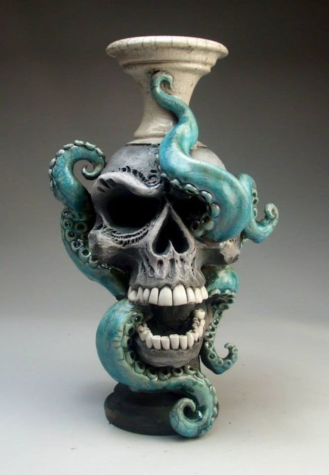 Steampunk Tendencies — By Mitchell Grafton Steampunk Tendencies, Bottle Decoration, Fusion Art, Octopus Art, Raku Pottery, Ceramics Pottery Art, Pottery Sculpture, Porcelain Art, Sculpture Clay