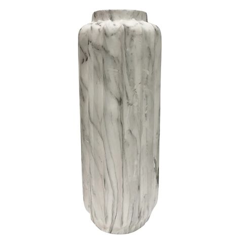 Wade Logan® Cornelio Gray Resin Floor Vase | Wayfair Grey Marble Floor, Resin Floor, Elements Of Drama, Modern Foyer, Large Floor Vase, Marble Finish, Elegant Vases, Black And White Marble, Black Floor