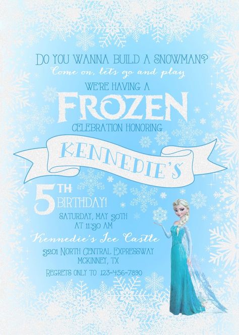 5th Frozen Birthday invite Elsa Themed Birthday Invitation, Birthday Invitation Card Template Free, Frozen Birthday Party Invitations, Free Frozen Invitations, Elsa Birthday Invitations, Frozen 2 Birthday, Frozen Party Invitations, Frozen 3rd Birthday, Frozen Birthday Party Invites