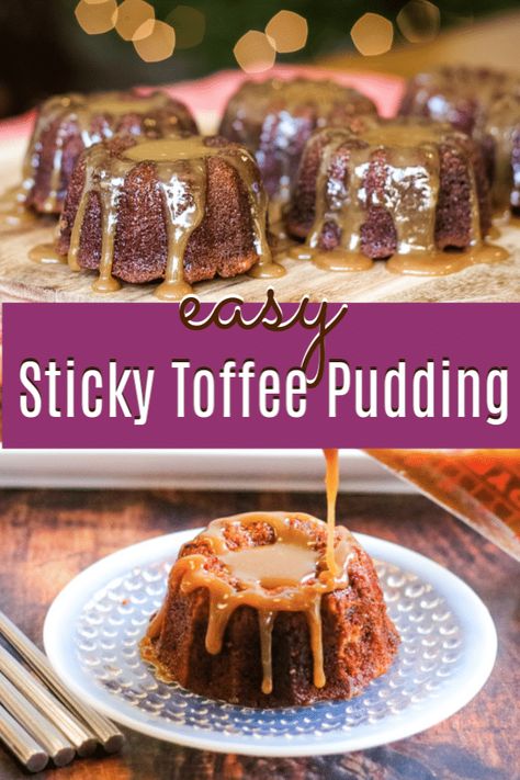 This is the best sticky toffee pudding and it's so easy to make. This classic British dessert is perfect for Thanksgiving or Christmas dinner.   #stickytoffeepudding #holidaybaking #Britishbaking #easyrecipes #toffeesauce #christmasdessert #thanksgiving #thanksgivingdessert #christmas Less Sticky Toffee Pudding Easy, English Dessert Recipes, Sticky Toffee Pudding Cake, Traditional Christmas Desserts, Sticky Pudding, English Desserts, Sticky Date Pudding, British Desserts, Toffee Sauce