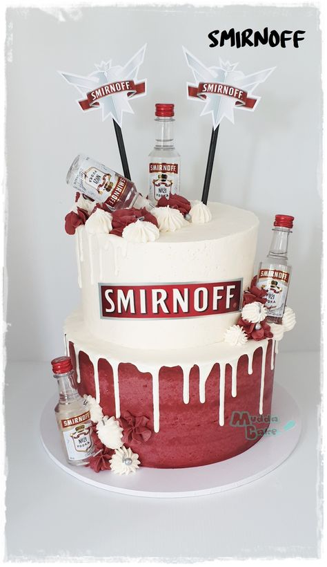 Vodka Birthday Cake Ideas, Smirnoff Birthday Cake, 18th Birthday Cake With Alcohol Bottles, 18th Birthday Cake Alcohol, Liquor Birthday Cake, Birthday Cake With Alcohol Bottles, Alcohol Birthday Cake For Women, Liquor Cake Ideas, Alcohol Cake Ideas