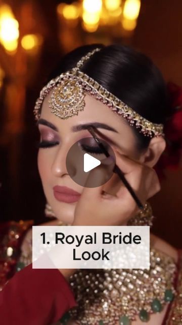 Shiny Glow Makeup Studio on Instagram: "Book Your Appointment Today 🪄💎 . . Here's the 5 most viral bridal looks: 1. Royal Bride Look 2. Glass Skin Nude Bride Look 3. Bollywood Bride Look  4. Rajasthani Bride Look  5. Signature Bride Look . . . #royalbride #glassskinmakeup #bollywoodbride #rajasthanibride #signaturebride #makeuplook #viralmakeup #explore" Golden Gown Makeup Look, Royal Bridal Makeup Look Indian, Self Bridal Makeup Indian, Bridal Makeup Indian Wedding Hindu, 90s Bridal Makeup, Soft Glam Bridal Makeup Indian, Round Face Bridal Makeup, Bridal Nude Makeup, Royal Makeup Looks