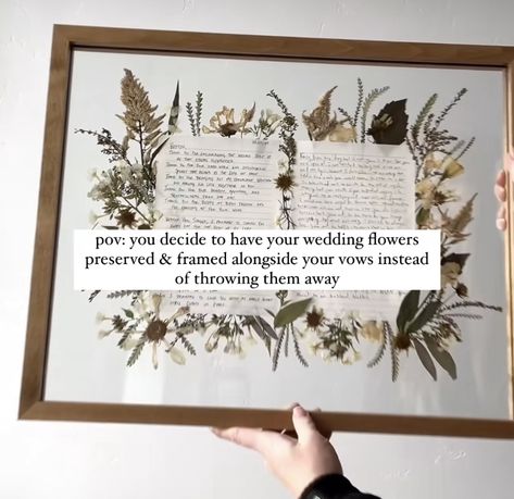 Framed Vows, House Things, Flower Wall Art, Flower Frame, Pressed Flowers, Random Things, Flower Art, Elopement, Framed Wall Art