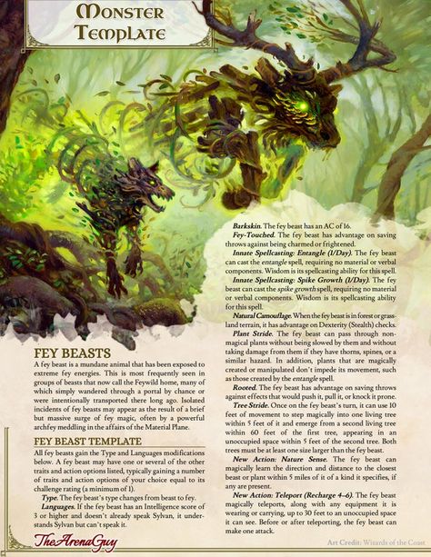 Dnd Fey, Creature Template, Dungeon Master's Guide, Dnd 5e Homebrew, D D Monsters, Dnd Dragons, Dnd Monsters, One D, D&d Dungeons And Dragons