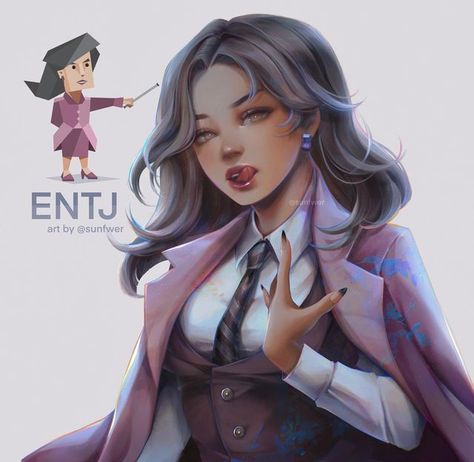 Sunfwer | busy with uni😵‍💫 on Instagram: "ENTJ in my style💜 back to the 16 personalities series!! just realising my style has changed so much since🫥 also happy with my style development :) thanks a lot to my friend @jmarkou_art @ares.tga for helping me fix some proportions on this drawing that I was struggling with :)!! #artist #anime #manga #mbti #digitalart #conceptart #characterart #traditionalart #procreate #drawing #illustration #artistsupport #originalcharacter #entj #artistsoninstagr Entj Fanart, Enfj Infp, Style Development, Girls Back, Procreate Drawing, 16 Personalities, Personalities, Mbti, My Style