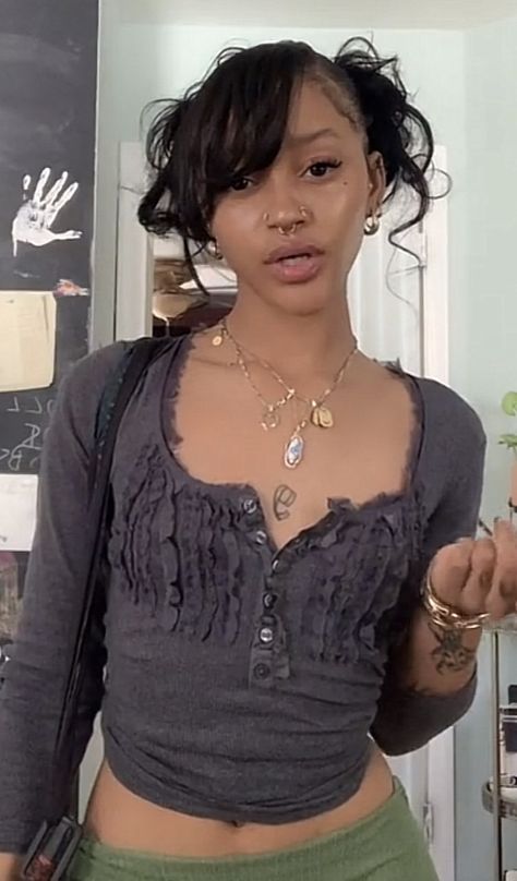 curly buns with bang Two Low Buns Hairstyle Y2k, Bangs With Two Ponytails, Two Buns And Bangs, Two Buns Black Women, Bangs With Bun Hairstyle, Curly Bun With Bangs Black Women, Bun With Bangs Natural Hair, Bun With Bangs Black Women Natural Hair, Y2k Bangs Hairstyle