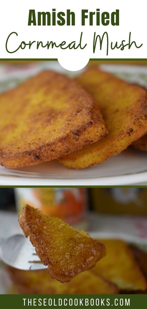 Fried Cornmeal Mush Recipe - These Old Cookbooks Fried Corn Meal Mush Recipes, Corn Meal Mush Breakfast, Savory Cornmeal Recipes, Corn Meal Mush Fried, Mush Recipe Cornmeal, Coarse Cornmeal Recipes, Fried Cornmeal Mush, Uses For Cornmeal, Fried Cornmeal Mush Recipe