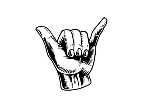 Hang Loose by Tvzsu Hang Loose Tattoo, Hang Loose Hand, Shaka Tattoo, Shaka Sign, Hand Signs, Free Tattoo Designs, Skeleton Sticker, Pointing Hand, Doodle Tattoo