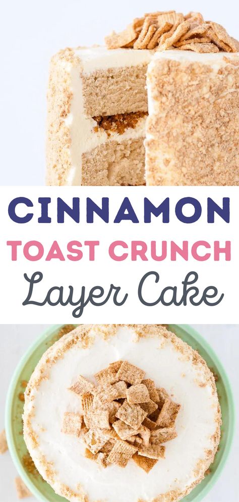 Cinnamon Crunch Cake, Cinnamon Toast Crunch Cake Mix Recipes, Cinnamon Toast Crunch Icing, Cinnamon Toast Crunch Frosting, Cinnamon Toast Crunch Coffee Cake, Cinnamon Toast Crunch Cake, Churro Cake, Best Moist Chocolate Cake, Homemade Frosting Recipes